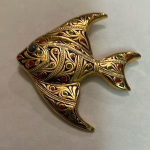 Spanish Damascene Angelfish Brooch